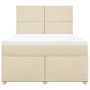 Cama box spring con colchón tela color crema 140x190 cm