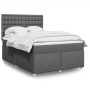 Cama box spring con colchón tela gris oscuro 140x190 cm