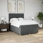 Cama box spring con colchón tela gris oscuro 140x190 cm