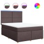 Cama box spring con colchón tela marrón oscuro 140x190 cm