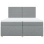 Cama box spring con colchón tela gris claro 200x200 cm