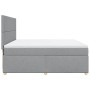 Cama box spring con colchón tela gris claro 200x200 cm