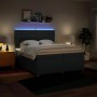 Cama box spring con colchón tela azul 200x200 cm