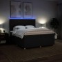 Cama box spring con colchón tela negro 200x200 cm