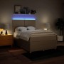 Cama box spring con colchón tela color crema 160x200 cm