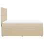 Cama box spring con colchón tela color crema 160x200 cm