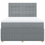 Cama box spring con colchón tela gris claro 160x200 cm
