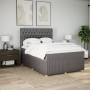 Cama box spring con colchón tela gris taupe 160x200 cm