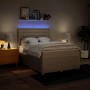 Cama box spring con colchón tela color crema 160x200 cm