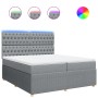 Cama box spring con colchón tela gris claro 200x200 cm