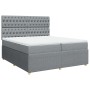 Cama box spring con colchón tela gris claro 200x200 cm