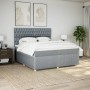 Cama box spring con colchón tela gris claro 200x200 cm