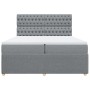 Cama box spring con colchón tela gris claro 200x200 cm