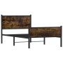 Estructura de cama sin colchón metal roble ahumado 107x203 cm