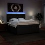 Cama box spring con colchón cuero sintético negro 200x200 cm