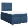 Cama box spring con colchón tela azul 120x200 cm