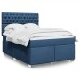 Cama box spring con colchón tela azul 140x190 cm