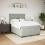 Cama box spring con colchón terciopelo gris claro 140x200 cm