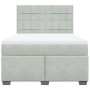 Cama box spring con colchón terciopelo gris claro 140x200 cm