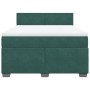 Cama box spring con colchón terciopelo verde oscuro 140x200 cm