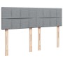 Cama box spring con colchón tela gris claro 140x190 cm