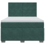 Cama box spring con colchón terciopelo verde oscuro 160x200 cm