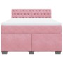 Cama box spring con colchón terciopelo rosa 160x200 cm