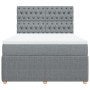 Cama box spring con colchón tela gris claro 160x200 cm