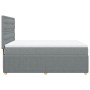 Cama box spring con colchón tela gris claro 160x200 cm