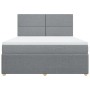 Cama box spring con colchón tela gris claro 180x200 cm
