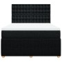 Cama box spring con colchón tela negro 160x200 cm