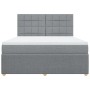 Cama box spring con colchón tela gris claro 180x200 cm