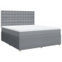 Cama box spring con colchón tela gris claro 180x200 cm