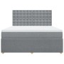 Cama box spring con colchón tela gris claro 180x200 cm