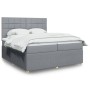 Cama box spring con colchón tela gris claro 200x200 cm