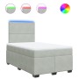 Cama box spring con colchón terciopelo gris claro 120x190 cm
