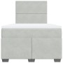 Cama box spring con colchón terciopelo gris claro 120x190 cm