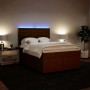 Cama box spring con colchón terciopelo rosa 140x190 cm