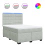 Cama box spring con colchón terciopelo gris claro 160x200 cm