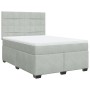 Cama box spring con colchón terciopelo gris claro 160x200 cm