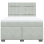 Cama box spring con colchón terciopelo gris claro 160x200 cm