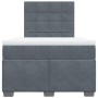 Cama box spring con colchón terciopelo gris oscuro 120x190 cm