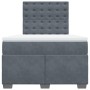 Cama box spring con colchón terciopelo gris oscuro 120x190 cm