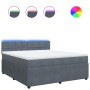 Cama box spring con colchón terciopelo gris oscuro 180x200 cm