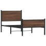 Estructura de cama sin colchón metal marrón roble 75x190 cm