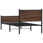 Estructura de cama sin colchón metal marrón roble 75x190 cm