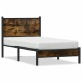Estructura de cama sin colchón metal roble ahumado 90x190 cm