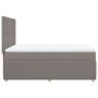 Cama box spring con colchón tela gris taupe 140x190 cm