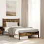 Estructura de cama sin colchón metal roble ahumado 107x203 cm