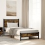 Estructura de cama sin colchón metal roble ahumado 90x200 cm